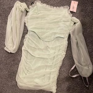 Draped tulle corset balloon dress